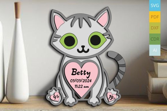 Letrero De Anuncio De Nacimiento De Bebe Gato Recien Nacido Creativo Digital